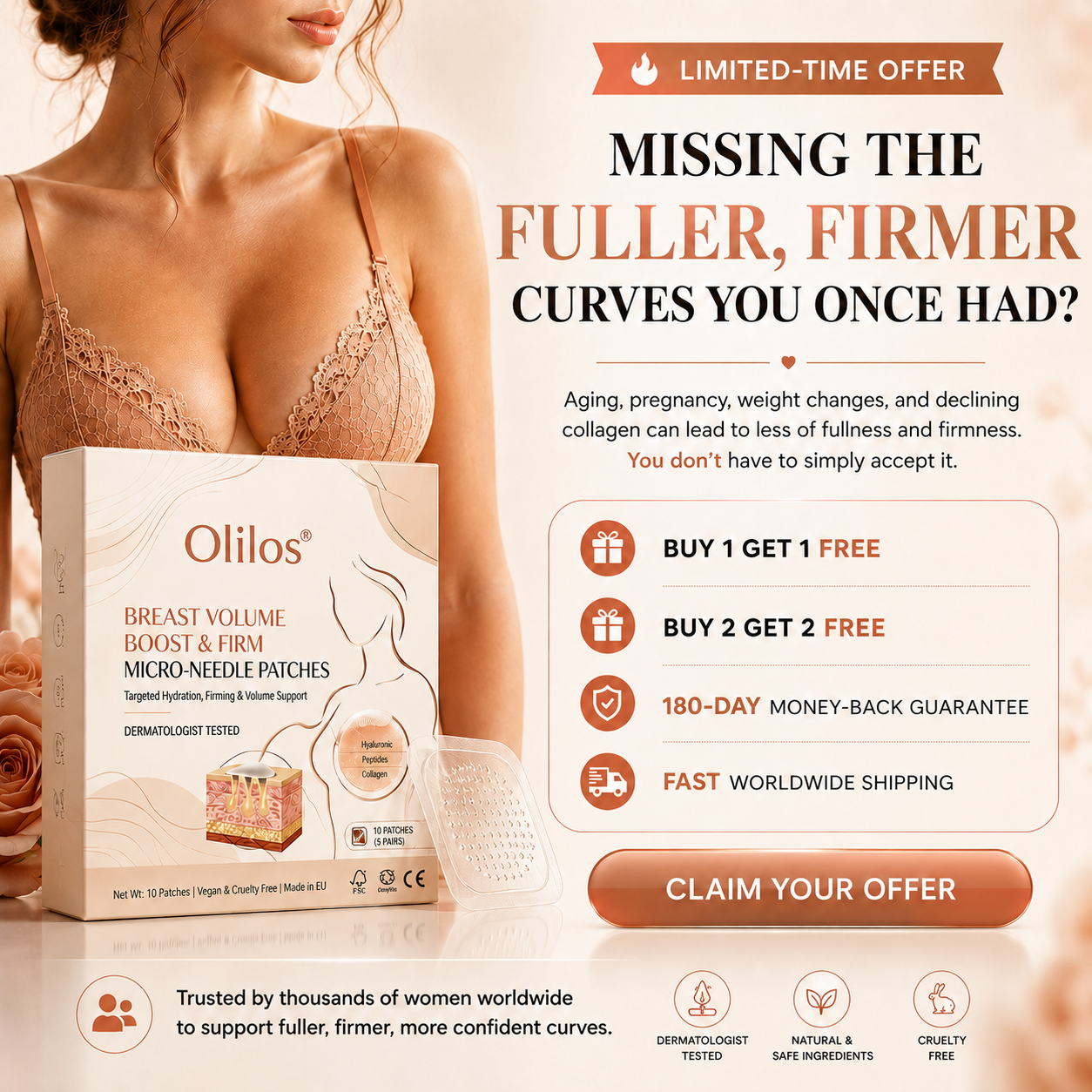 Olilos® Breast Firming Micro-Needle Patches – Fuller-Looking & Smoother Curves