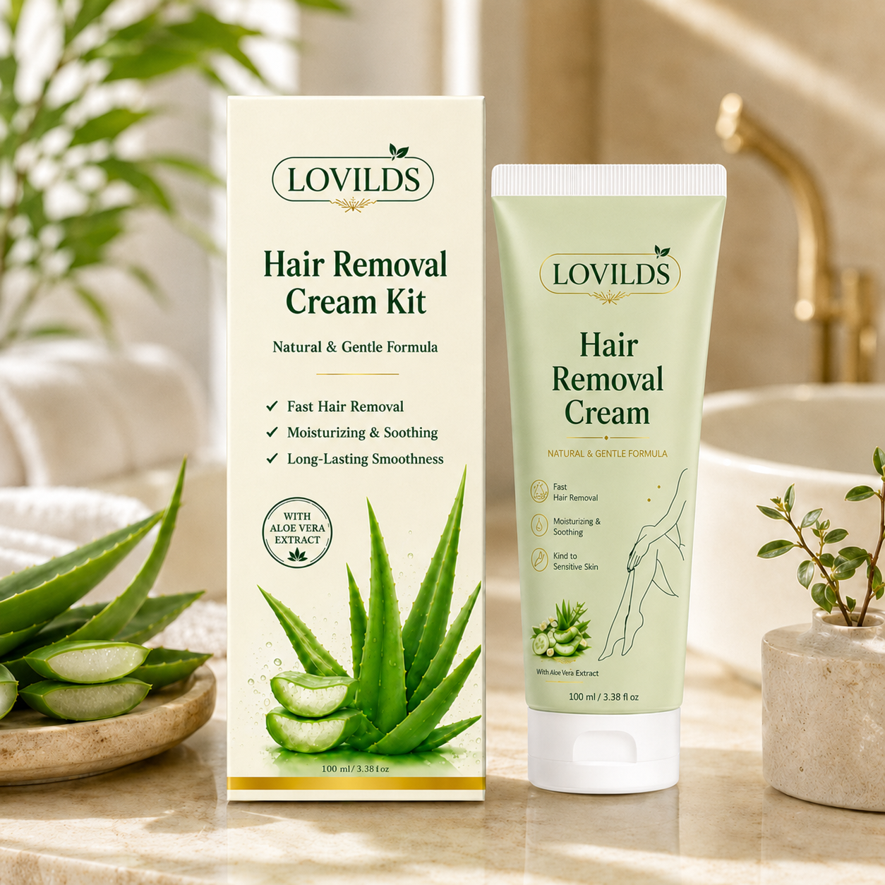 LOVILDS™ Natural Gentle Hair Removal Cream | For Women & Men, Sensitive Skin